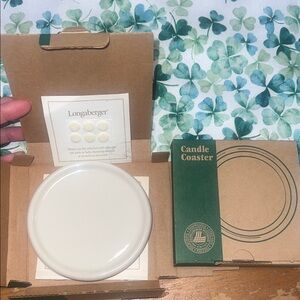 Longaberger NEW in box Pair of Ivory Candle Coasters Pottery.